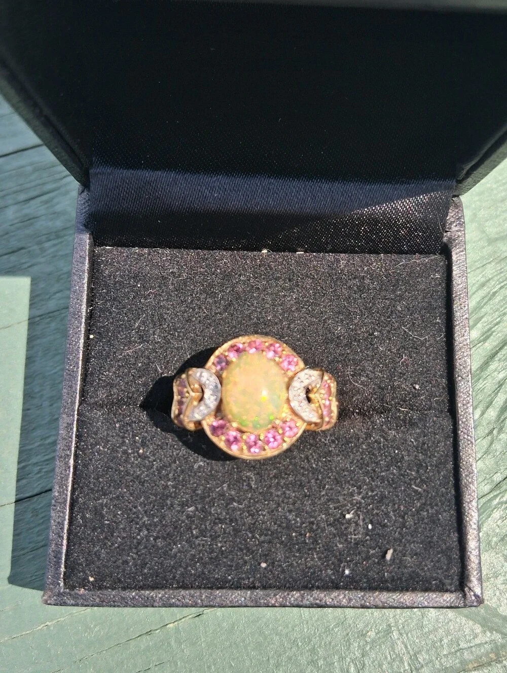 10Kt Gold 2 Carat Fire Opal Pink Topaz and Diamond Ring Size 8